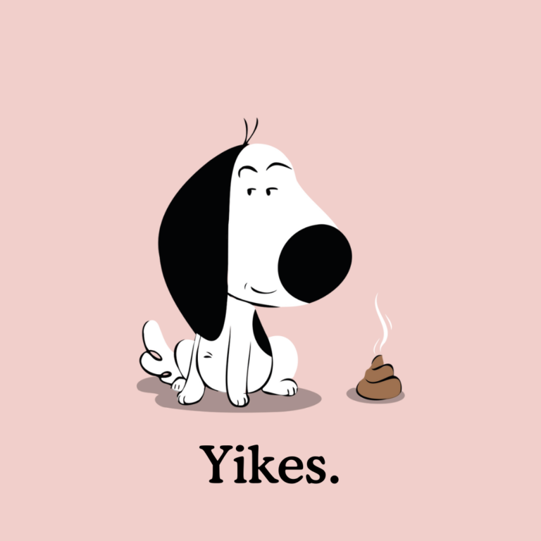 Illustration of a puppy in its first week at home after a toilet training accident